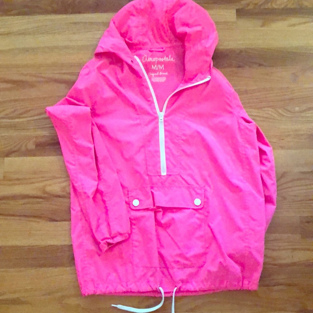 Hot pink windbreaker pullover